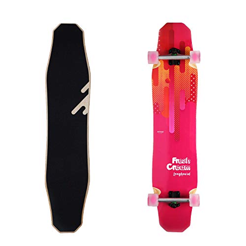 ロングスケートボード スケボー 海外モデル 直輸入 WHOME Pro Design 44 Inch Longboard Skateboard Complete - Dancing Free Style Slide Cruiser - Fresh Cream Longboards for Adult Kid Beginnerロングスケートボード スケボー 海外モデル 直輸入