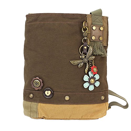 chala obO pb` Jo 킢 CHALA Patch Cross-Body Women Handbag, Canvas Messenger Bag, Metal Dragonfly - Dark Brownchala obO pb` Jo 킢