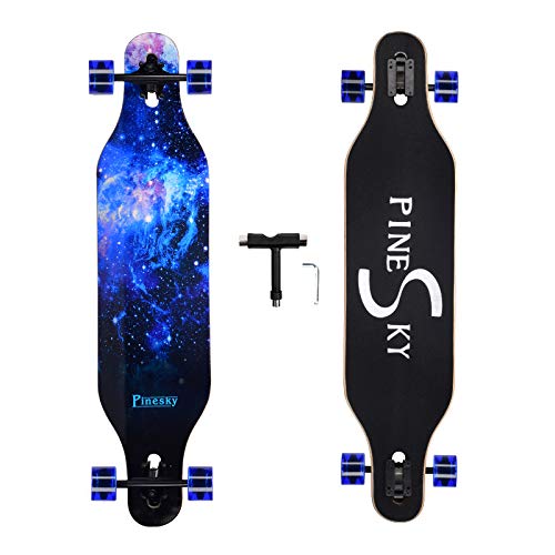 ロングスケートボード スケボー 海外モデル 直輸入 PINESKY 41 Inch Longboard Skateboard 9 Ply Natural Maple Complete Skateboard Cruiser for Cruising, Carving, Free-Style and Downhill with T-Tool Blue Skyロングスケートボード スケボー 海外モデル 直輸入