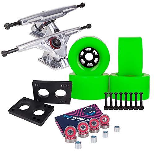 トラック スケボー スケートボード 海外モデル 直輸入 Cal 7 Longboard Flywheel and 180 Truck Combo, 83mm 78A Cruiser Skateboard Wheels (Green/Silver Trucks)トラック スケボー スケートボード 海外モデル 直輸入 1