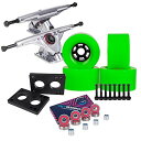 トラック スケボー スケートボード 海外モデル 直輸入 Cal 7 Longboard Flywheel and 180 Truck Combo, 83mm 78A Cruiser Skateboard Wheels (Green/Silver Trucks)トラック スケボー スケートボード 海外モデル 直輸入