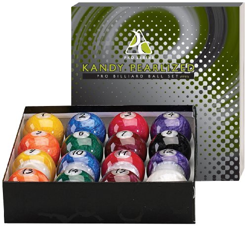 海外輸入品 ビリヤード Kandy Pearl Billiards Ball Set - Hi-Gloss Swirl Marbleized 16 Piece Pool Balls - Full 2 1/4 Size Lighter Than Regulation Weight Wet Look and Brilliant Colors…