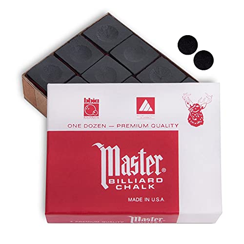 海外輸入品 ビリヤード Master Chalk Master Billiard Pool Cue Chalk Premium Quality - 1 Dozen - Made in The USA + 2 pcs of Quality Billiard Pool Table Spots (Black)海外輸入品 ビリヤード