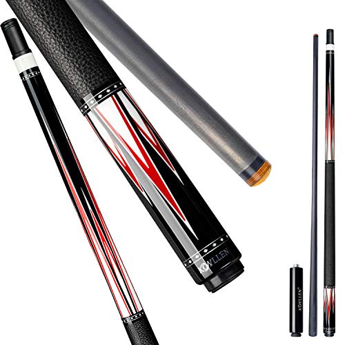 ͢ ӥ䡼 KONLLEN Carbon Fiber Pool Cue Stick Real Inlay Billiard Cue (12.5mm Tip, Low Deflection Technology Shaft, 3/8 * 8 Joint, 4 Pieces of Carbon Tube Inside Butt, Leather Handle, with Extension)͢ ӥ䡼