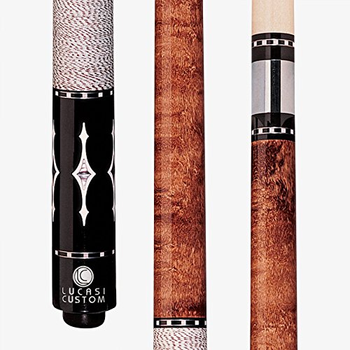 ͢ ӥ䡼 Lucasi Custom Walnut Birds-Eye Pool Cue with Imitation Mother of Pearl and White Diamond Inlays, 21-Ounce͢ ӥ䡼