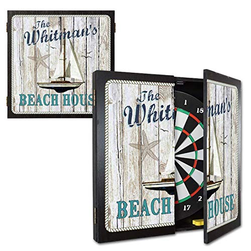 海外輸入品 ダーツ ダーツボード THOUSAND OAKS BARREL CO. | Personalized Dart Board Cabinet Set for Adults with 6 Steel Tip Darts (Summer Beach House Dartboard)海外輸入品 ダーツ ダーツボード