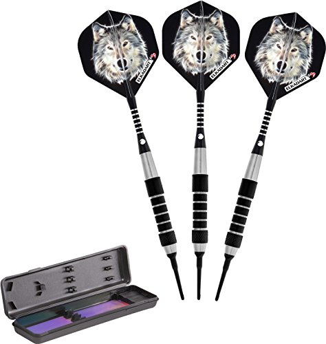 海外輸入品 ダーツ Elkadart unisex adult Elkadart Lone Wolf Soft Tip Darts with Storage Travel Case 18 Grams, Black, 18g US海外輸入品 ダーツ