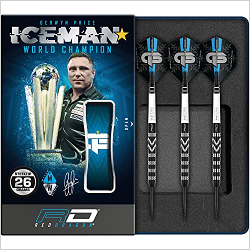 海外輸入品 ダーツ RED DRAGON Gerwyn Price Iceman Special Edition World Champion 26 Gram Tungsten Darts Set with Flights and Stems海外輸入品 ダーツ