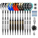海外輸入品 ダーツ ONE80 Soft Tip Darts Set, 16grams, 12 Pack Steel/Brass Barrel, with Ex...