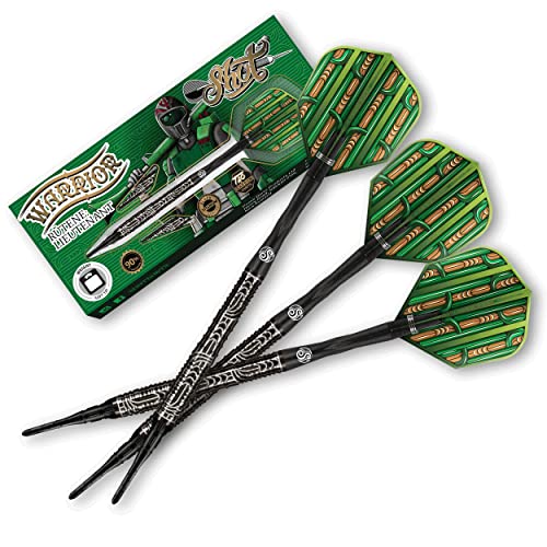 ͢  Shot Darts Soft Tip, Warrior Rutene (18g/20g) 90% Tungsten, Front Balanced with Secure grip, Hand Drawn Design, Handcrafted Professional Dart Set and Flights Made in New Zealand, Plastic Tip Bar Darts͢ 