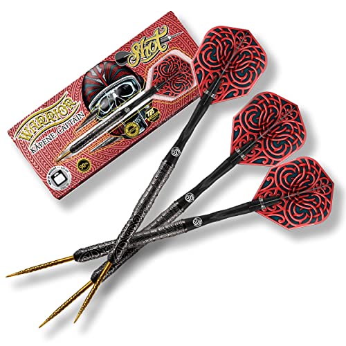 ͢  Shot Darts Steel Tip, Warrior Kapene (22g/23g/24g/25g), 90% Tungsten, Center Balanced for Maximum Aerodynamics, Handcrafted Professional Dart Set and Flights Made in New Zealand, Metal Tip Bar Darts͢ 