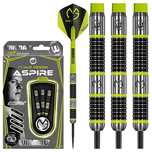 海外輸入品 ダーツ Winmau Michael Van Gerwen MvG Aspire Tungsten Steeltip Darts Set 23g with Prism Flights and Nylon Shafts (Stems)海外輸入品 ダーツ