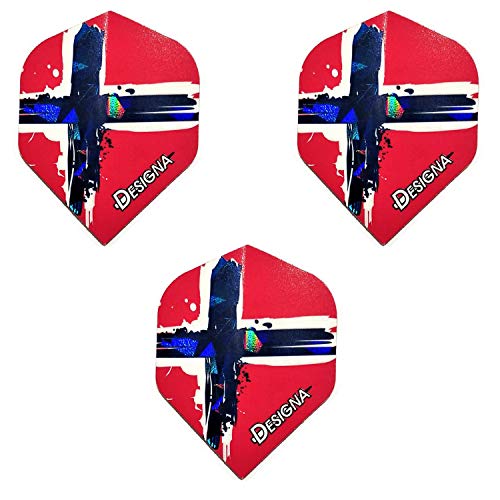 海外輸入品 ダーツ フライト DESIGNA Norway Flag Holographic Patriot Dart Flights, 75 Micron (3 Sets - 9 Flights)海外輸入品 ダーツ フライト 1