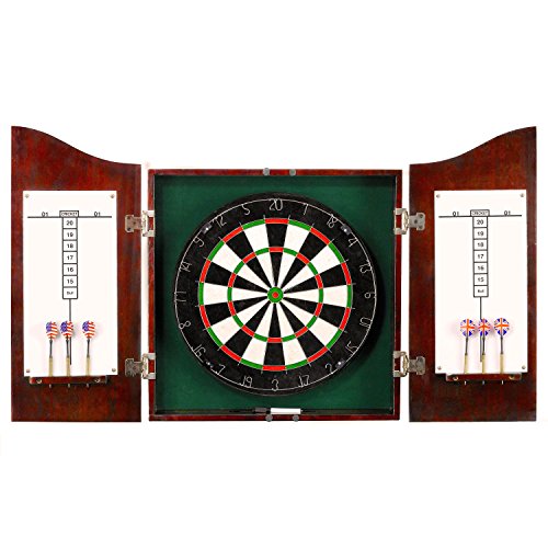 海外輸入品 ダーツ ダーツボード Hathaway Outlaw Free Dartboard and Cabinet Set, Cherry Finish海外輸入品 ダーツ ダーツボード