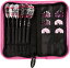 ͢  Casemaster Deluxe Nylon Dart Case for Steel and Soft Tip Darts, Holds 6 Darts and Features 8 Pockets for Accessories Like Flights, Shafts and Tips, Pink͢ 