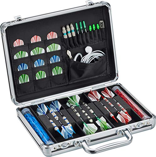 海外輸入品 ダーツ Casemaster Legion Aluminum Dart Case Holds 9 Steel Tip and Soft Tip Darts with Extra Space to Keep Flights in Shape, and Numerous Pockets and Tubes for Storage of Accessories,Black海外輸入品 ダーツ