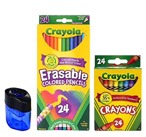 クレヨラ アメリカ 海外輸入 知育玩具 Crayola Erasable Colored Pencils, 24 Count, Pre-Sharpened, Fully Erasable 24 Count Crayons Crayon and Pencil Sharpenerクレヨラ アメリカ 海外輸入 知育玩具