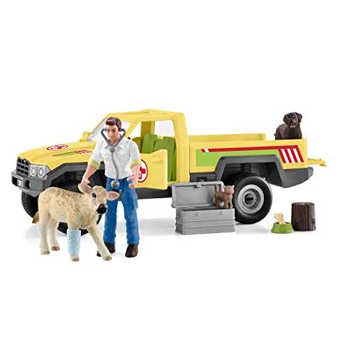 海外輸入 知育玩具 シュライヒホースクラブ Schleich Vet Visit to the Farm Farm World 12-Piece Veterinarian and Truck Toy Set with Animal Toys for Kids Ages 3-8海外輸入 知育玩具 シュライヒホースクラブ