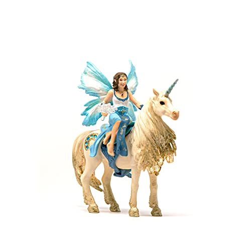 海外輸入 知育玩具 シュライヒホースクラブ Schleich bayala, 3-Piece Playset, Mermaid Toys for Girls and Boys 5-12 years old, Eyela Riding on Golden Unicorn , Blue海外輸入 知育玩具 シュライヒホースクラブ