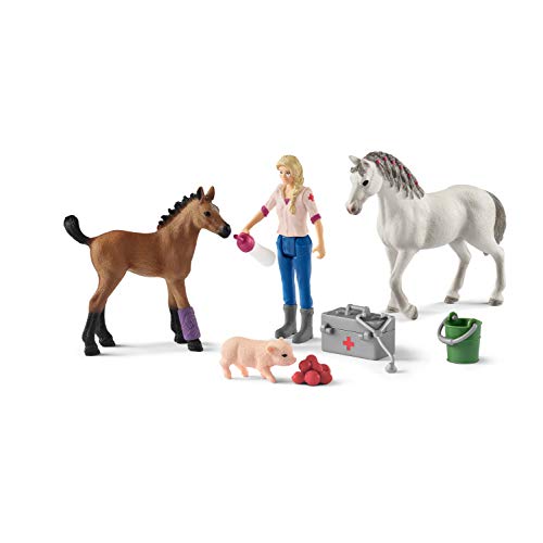 海外輸入 知育玩具 シュライヒホースクラブ Schleich Farm World, Farm Animal Toys for Kidsm Vet Visiting Mare and Foal with Veterinarian and Horse Toys 9-piece set海外輸入 知育玩具 シュライヒホースクラブ