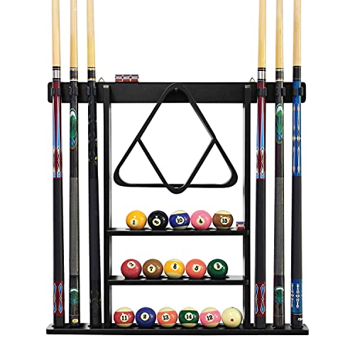 海外輸入品 ビリヤード MoyanSuper Pool Stick Holder Solid Wood Cue Stick Holder Billiard Cue Racks Holds Billiards Accessories for Billiard Room,Bar Room,Game Room (Black)海外輸入品 ビリヤード