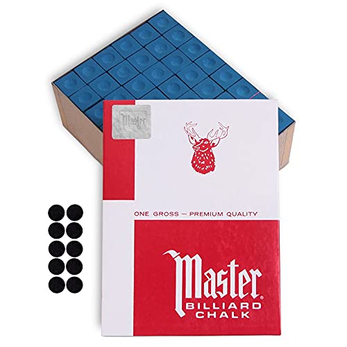 海外輸入品 ビリヤード Master Billiard Pool Cue Chalk Premium Quality - 1 Gross - 144 pcs - Made in The USA + 10 pcs of Quality Billiard Pool Table Spots (Blue)海外輸入品 ビリヤード