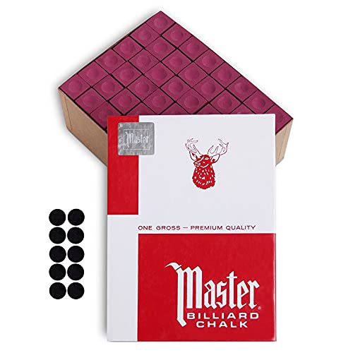 海外輸入品 ビリヤード Master Billiard Pool Cue Chalk Premium Quality - 1 Gross - 144 pcs - Made in The USA + 10 pcs of Quality Billiard Pool Table Spots (Burgundy)海外輸入品 ビリヤード