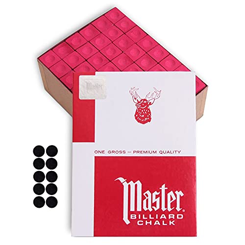 海外輸入品 ビリヤード Master Chalk Billiard Pool Cue Chalk Premium Quality - 1 Gross - 144 pcs - Made in The USA + 10 pcs of Quality Billiard Pool Table Spots (Red)海外輸入品 ビリヤード