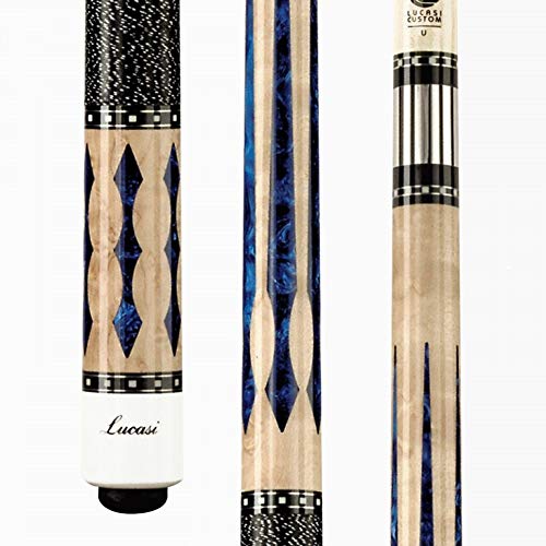 海外輸入品 ビリヤード Lucasi Custom 58" 2-Piece Pool Cue with Upgraded Low Deflection Shaft, Blue Luster Inlays, 18oz海外輸入品 ビリヤード