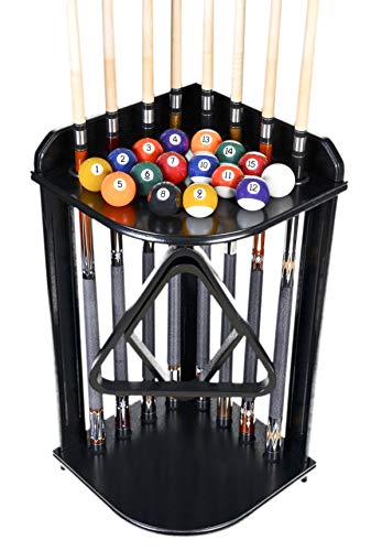 ͢ ӥ䡼 ISZY Billiards 8 Pool Cue Rack Only- Billiard Stick Stand Holds 8 Cues & Ball Set Choose Mahogany, Oak or Black Finish (Black)͢ ӥ䡼