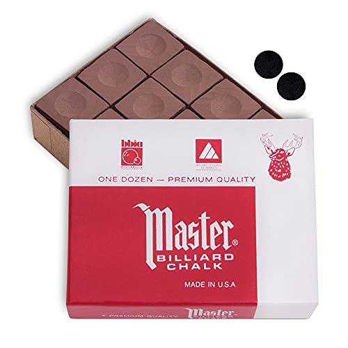 海外輸入品 ビリヤード Master Chalk Billiard Pool Cue Chalk Premium Quality - 1 Dozen - Made in The USA + 2 pcs of Quality Billiard Pool Table Spots (Brown)海外輸入品 ビリヤード