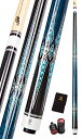 海外輸入品 ビリヤード Collapsar CXT030 Pool Cue with Soft Case,Black with Cream Points and Turquoise,Wrapless Blue Curly Maple Handle, 58Inch Professional Pool Stick (Blue Handle, 19 Ounce)海外輸入品 ビリヤード