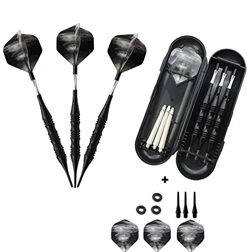 海外輸入品 ダーツ Professional Exquisite 20 Gram Soft Tip Darts Set Carrying Hard Suitcase | 3 Black Coated Iron Barrels | 3 Aluminum Shaft, Each Recreation Room, Bar and Game Room Level (Black Storm)海外輸入品 ダーツ