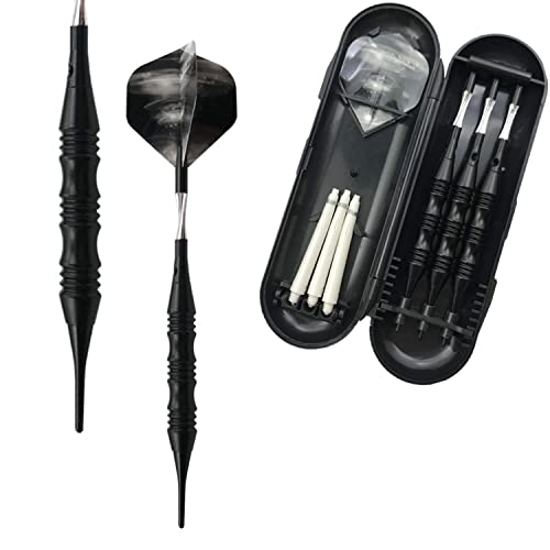 海外輸入品 ダーツ Professional Exquisite 20 Gram Soft Tip Darts Carrying Hard Suitcase | 3 Black Coated Iron Barrels | 3 Aluminum Shaft, Each Recreation Room, Bar and Game Room Level (Black+3 Extra Black Flights)海外輸入品 ダーツ