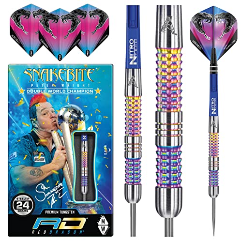 海外輸入品 ダーツ RED DRAGON Peter Wright Snakebite Rainbow Mamba: 24g Tungsten Darts Set with Flights and Stems海外輸入品 ダーツ