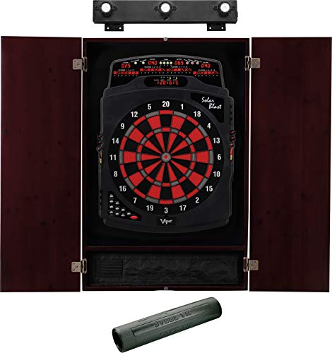 海外輸入品 ダーツ ダーツボード Viper Solar Blast Electronic Dartboard Metropolitan Mahogany Cabinet Dart Mat & Shadow Buster Dartboard Light Bundle海外輸入品 ダーツ ダーツボード