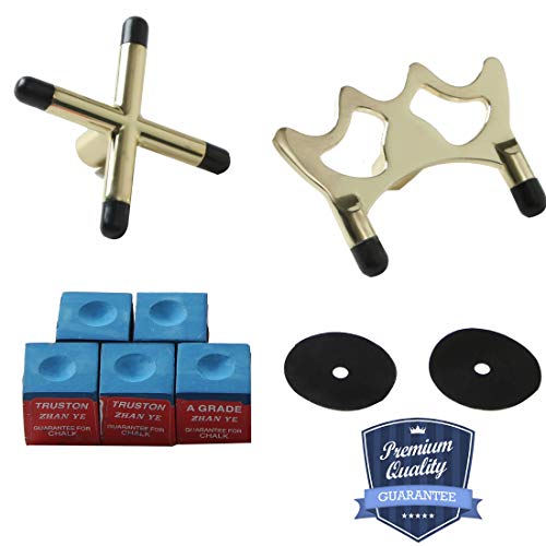 ͢ ӥ䡼 Billiard Cue Bridge Spider Head and Cue Cross X Rest, 5 Cue Chalk Cubes and 2 Table Spots - Pool Table Game Accessories for Cue Sticks͢ ӥ䡼