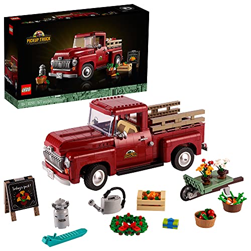 쥴 LEGO Icons Pickup Truck 10290 Building Set for Adults, Vintage 1950s Model with Seasonal Display Accessories, Creative Activity, Collector's Gift Idea쥴