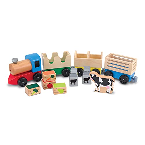 メリッサ&ダグ おもちゃ 知育玩具 Melissa & Doug Melissa & Doug Wooden Farm Train Set - Classic Wooden Toy (3 Linking Cars)メリッサ&ダグ おもちゃ 知育玩具 Melissa & Doug