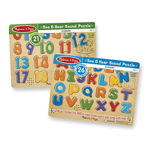 メリッサ&ダグ おもちゃ 知育玩具 Melissa & Doug 【送料無料】Melissa & Doug Sound Puzzles Set: Numbers and Alphabet - Wooden Peg Puzzles - ABC Sounds Puzzle For Toddlers, Number Puzzles For Toddlers メリッサ&ダグ おもちゃ 知育玩具 Melissa & Doug