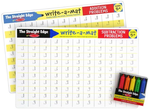 メリッサ&ダグ おもちゃ 知育玩具 Melissa & Doug Melissa & Doug Math Problems II Write-a-Mat w/ Crayon Bundle for Ages 5+: Addition & Subtraction - The Straight Edge Seriesメリッサ&ダグ おもちゃ 知育玩具 Melissa & Doug