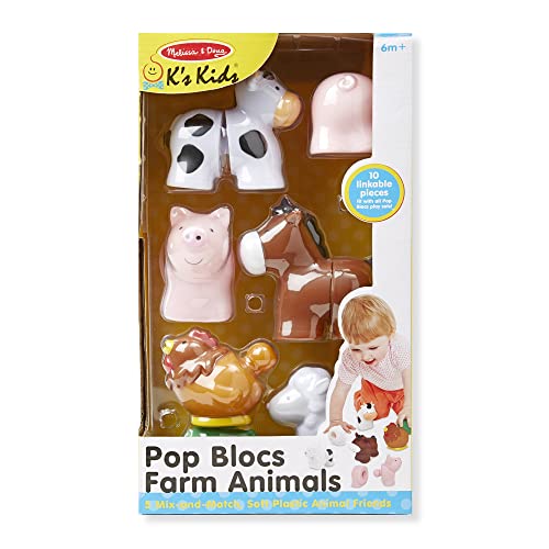 アルマーニベビー　ベビー服 メリッサ&ダグ おもちゃ 知育玩具 Melissa & Doug Melissa & Doug Pop Blocs Farm Animals Educational Baby Toy - 10 Linkable Piecesメリッサ&ダグ おもちゃ 知育玩具 Melissa & Doug