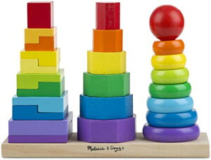 メリッサ&ダグ おもちゃ 知育玩具 Melissa & Doug Melissa & Doug Geometric Stacker Toddler Toy, Developmental Toys, Rings, Octagons, and Rectangles, 25 Colorful Wooden Pieces, 11" H x 3.5" W x 8.5" Lメリッサ&ダグ おもちゃ 知育玩具 Melissa & Doug