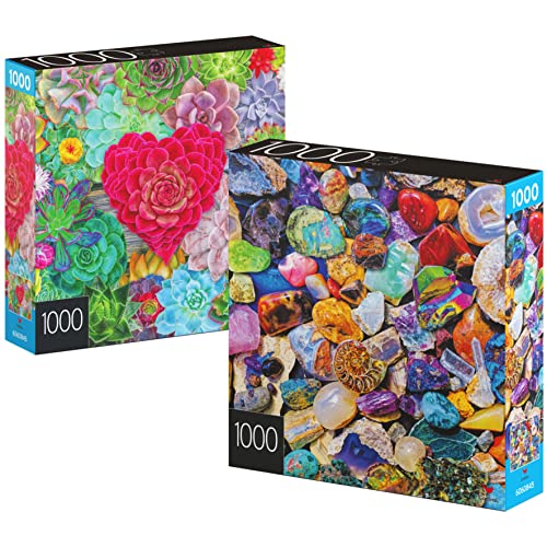 ジグソーパズル 海外製 アメリカ Spin Master Games 2-Pack of 1000-Piece Jigsaw Puzzles, Succulents & Rocks and Minerals, Puzzles for Adults and Kids Ages 8+, Amazon Exclusiveジグソーパズル 海外製 アメリカ