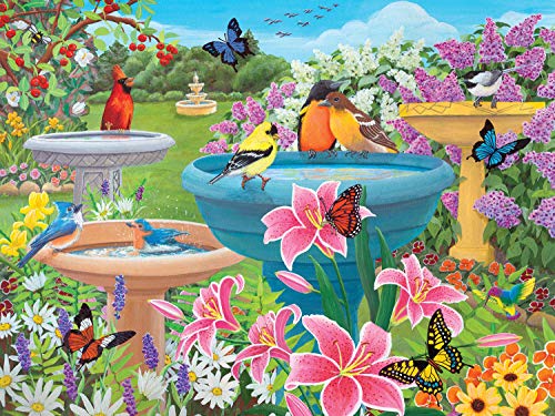 ジグソーパズル 海外製 アメリカ Bits And Pieces - 500 Piece Jigsaw Puzzle for Adults- ‘Birdbath Haven’ - 500 pc Large Piece Jigsaw Puzzle by Artist Kathy Bambeck - 18” x 24”ジグソーパズル 海外製 アメリカ