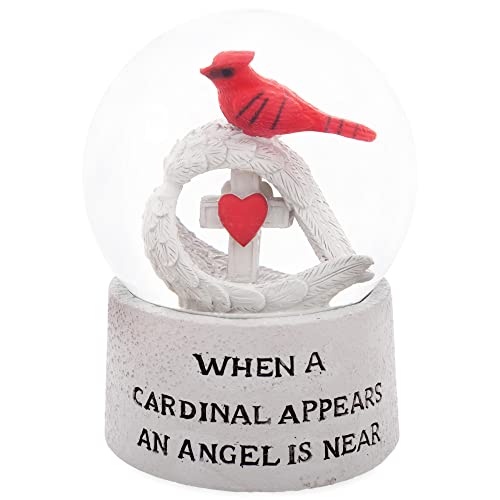 スノーグローブ 雪 置物 インテリア 海外モデル Elanze Designs Cardinal Bereavement Grief Loss When A Cardinal Appears an Angel is Near Cross Wings Bird Comfort Funeral 100MM Musical Glitter Snow Globe Plays スノーグローブ 雪 置物 インテリア 海外モデル