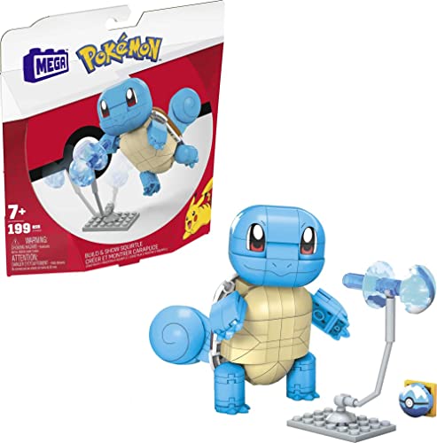 ᥬ֥å ᥬ󥹥ȥå ȤΩ ΰ Mega Pokemon Action Figure Building Toys for Kids, Build & Show Squirtle with 199 Pieces, 1 Poseable Character, 4 Inches Tallᥬ֥å ᥬ󥹥ȥå ȤΩ ΰ