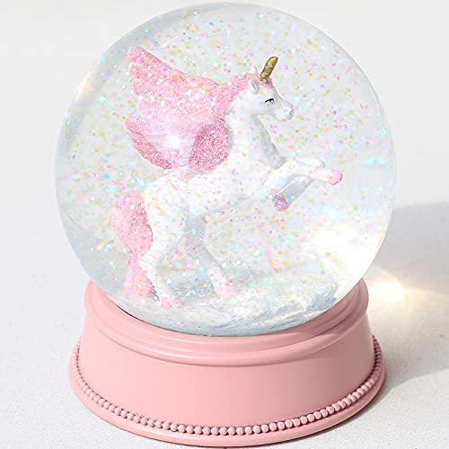 楽天angelicaスノーグローブ 雪 置物 インテリア 海外モデル Unicorn Snow Globes for Girls, 100MM Pink Glitter Glass Snowglobe for Kids, Christmas Birthday Gifts for Girls,Wife,Daughter, Granddaughterスノーグローブ 雪 置物 インテリア 海外モデル