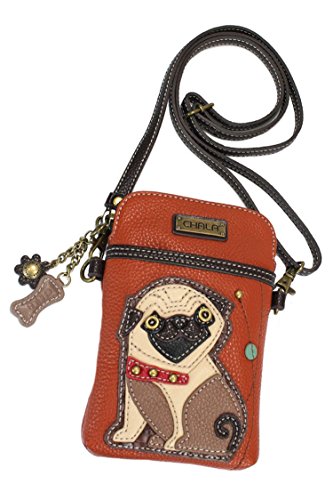 chala バッグ パッチ カバン かわいい Chala Group Pug Cellphone Crossbody Handbag - Convertible Strap Pug Mom Pug Lover, Orange, 5 x 7.5 x 1 chala バッグ パッチ カバン かわいい