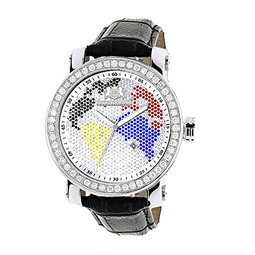 腕時計 ラックスマン メンズ LUXURMAN Mens Continents VS Diamond Bezel Watch 4ct腕時計 ラックスマン メンズ